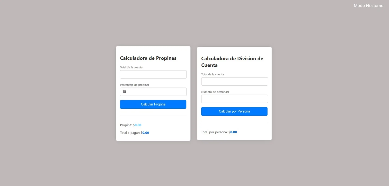 Calculadora de propinas