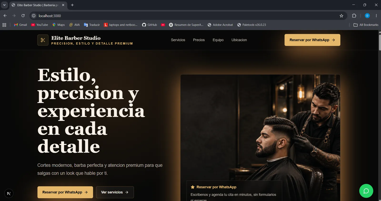 BarberiAPP Landing Page — 1/3